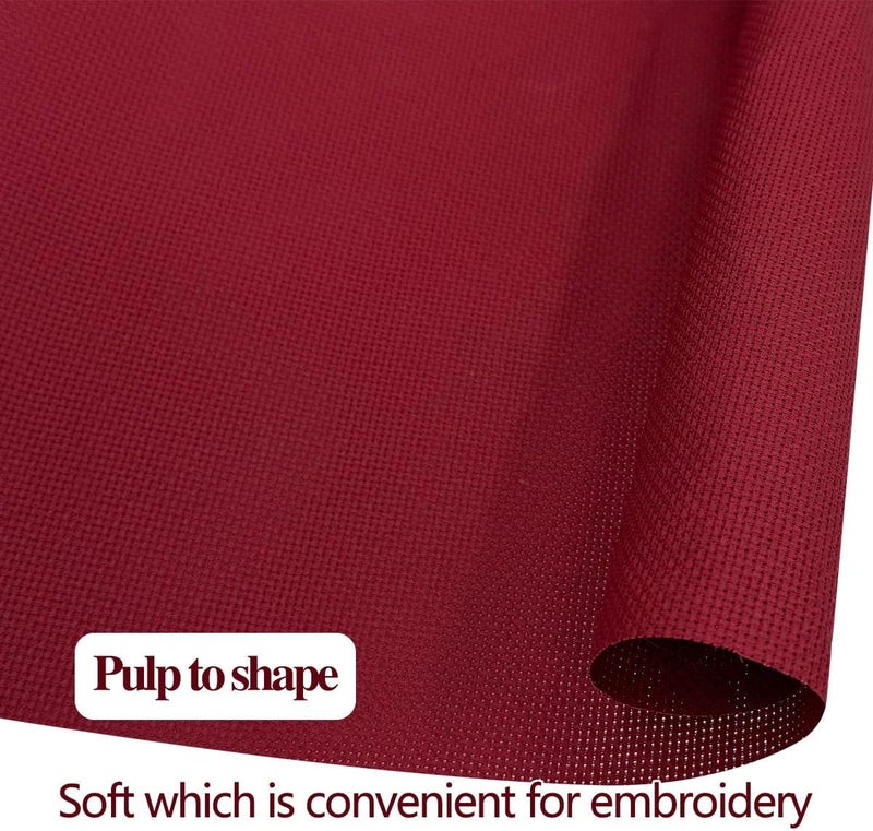 Zhenqing Aida Cloth 14 Count Cross Stitch Fabric Cross Stitch Aida Cloth for Embroidery and Needlework (Wine red, 30 * 39inch) - Image 4